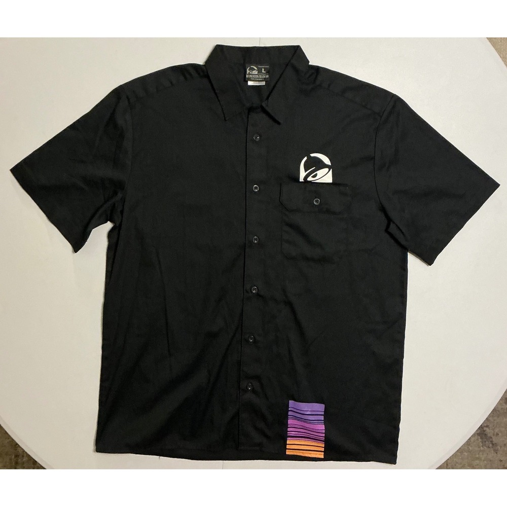 Taco‎ Bell Manager Button Up Shirt L Black Graphic Logo Workwear Streetwear